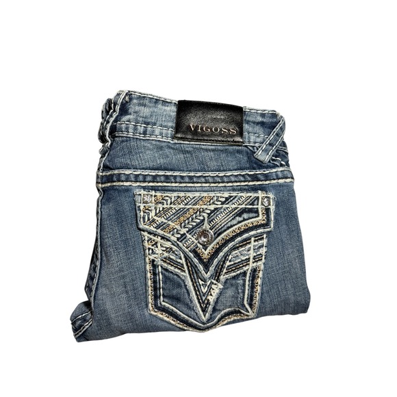 Vigoss Pants - Vigoss The New York Capri Jeans Womens 7/8 Medium Wash Embroidered Rhinestone